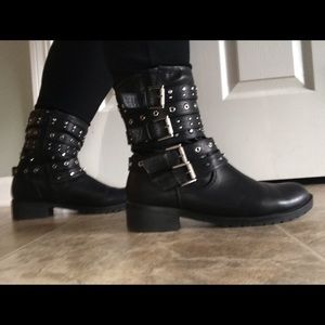 Black leather boots